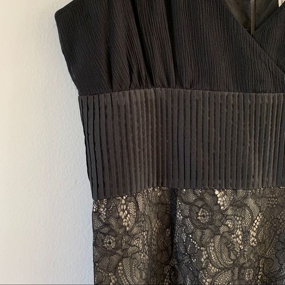 Anthropologie Dress Silk Lace A Line Knee Length Sleeveless V Neck Size 4 Black - Picture 4 of 12